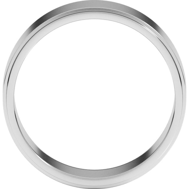 14K White Gold 7 mm Stepped-Edge Flat Band Size 8.5