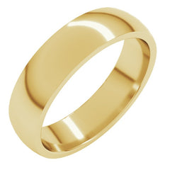 14K Yellow Gold 5 mm Lightweight Comfort-Fit Half Round Band Size 6