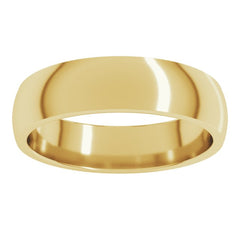 14K Yellow Gold 5 mm Lightweight Comfort-Fit Half Round Band Size 6