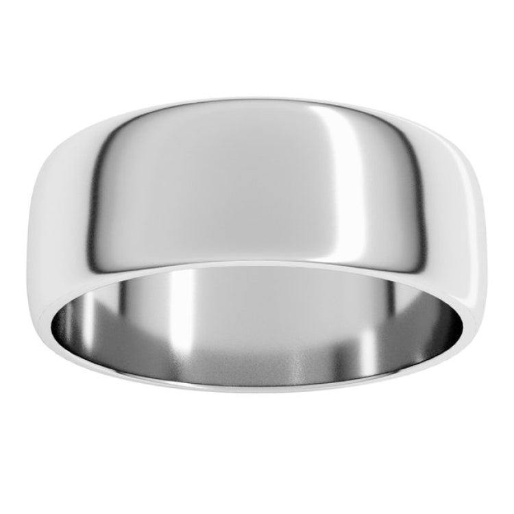 14K White Gold 7 mm Lightweight Half Round Band Size 9