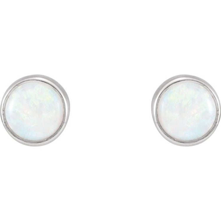 14K White Gold Natural White Opal Earrings