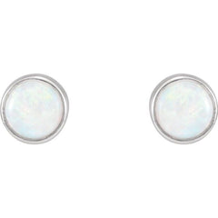 14K White Gold Natural White Opal Earrings