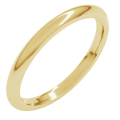 18K Yellow Gold 2 mm Comfort-Fit Half Round Band Size 8