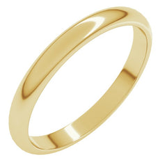 14K Yellow Gold 2.5 mm Half Round Band Size 11