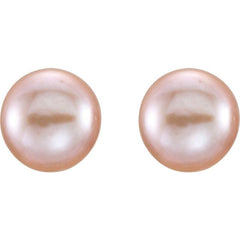 14K Yellow Gold 7-8 mm Cultured Pink Freshwater Pearl Earrings