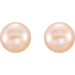 14K Yellow Gold 6-7 mm Cultured Pink Freshwater Pearl Earrings