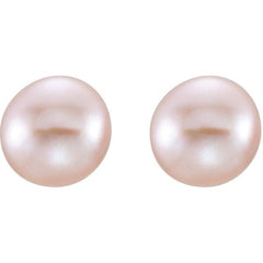14K Yellow Gold 8-9 mm Cultured Pink Freshwater Pearl Earrings