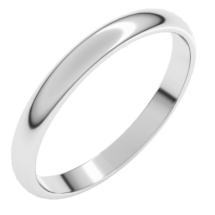 10K White Gold 2.5 mm Lightweight Half Round Band Size 8.5