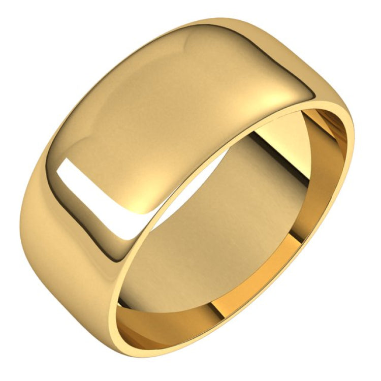 14K Yellow Gold 8 mm Lightweight Half Round Band Size 12.5