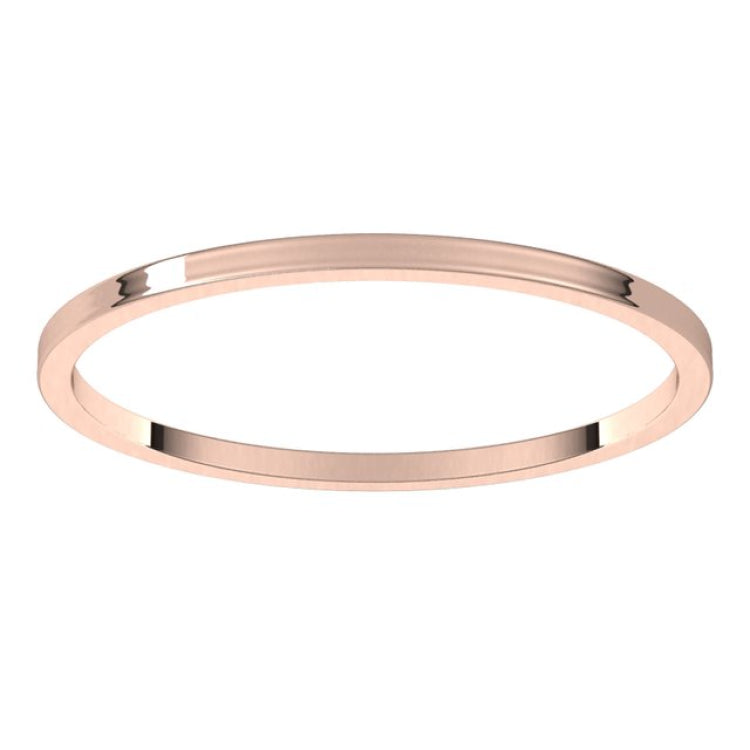 10K Rose Gold 1 mm Ultra-Lightweight Flat Band Size 5