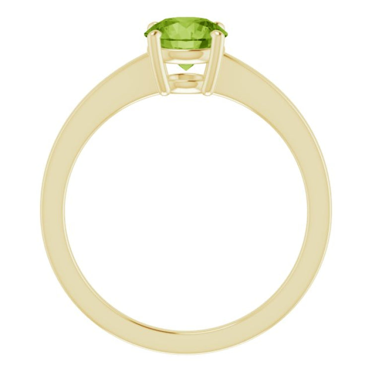 14K Yellow Gold Natural Peridot Solitaire Ring