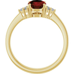 14K Yellow Gold Natural Mozambique Garnet and 1/10 CTW Lab-Grown Diamond Ring