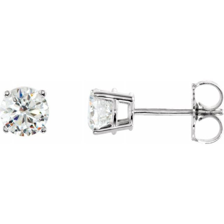 Sterling Silver 5 mm Imitation White Cubic Zirconia Earrings