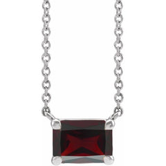 14K White Gold Natural Mozambique Garnet 18" Necklace
