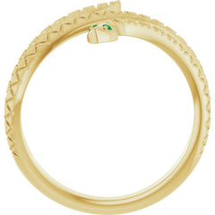 14K Yellow Gold Natural Emerald Snake Ring