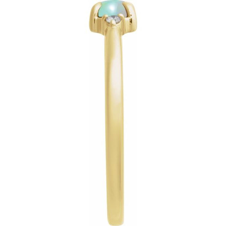 14K Yellow Gold Natural Ethiopian Opal & .03 CTW Natural Diamond Ring