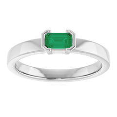 14K White Gold Lab-Grown Emerald Family Stackable Ring