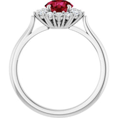 14K White Gold Lab-Grown Ruby  & 1/3 CTW Lab-Grown Diamond Ring