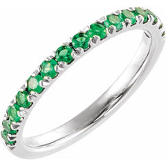 14K White Gold Lab-Grown Emerald Stackable Ring