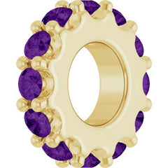 18K Yellow Gold-Plated Sterling Silver Natural Amethyst Spacer Charm/Pendant