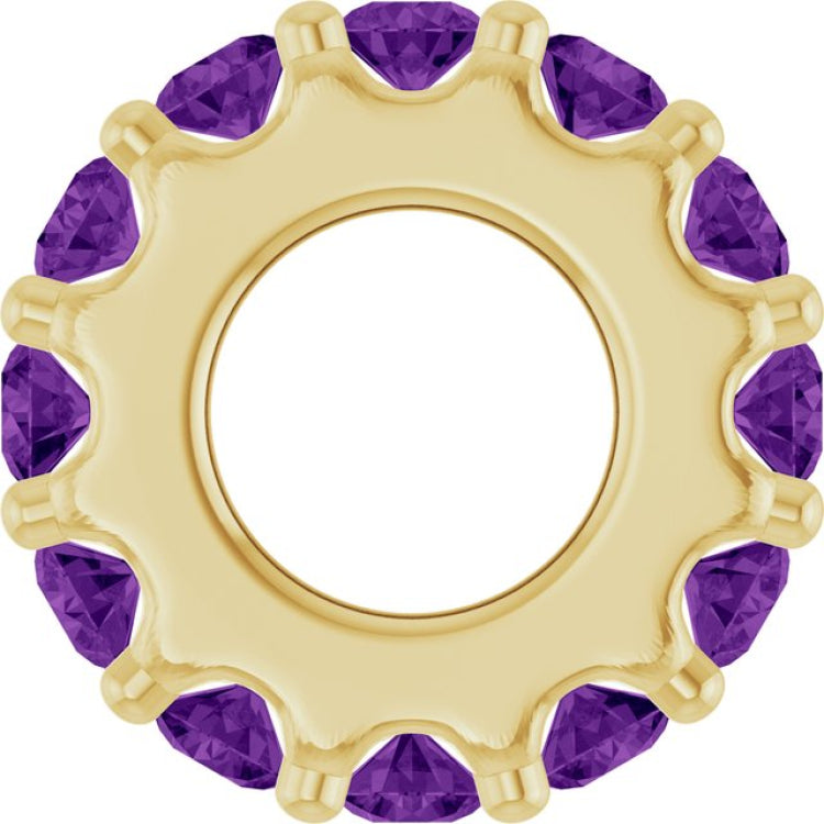 18K Yellow Gold-Plated Sterling Silver Natural Amethyst Spacer Charm/Pendant