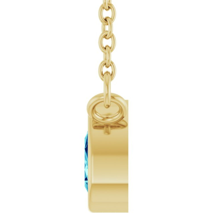 14K Yellow Gold Natural Blue Zircon 18" Necklace