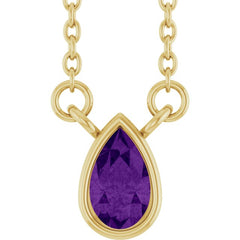 14K Yellow Gold Natural Amethyst 18" Necklace