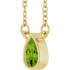 14K Yellow Gold Natural Peridot 18" Necklace