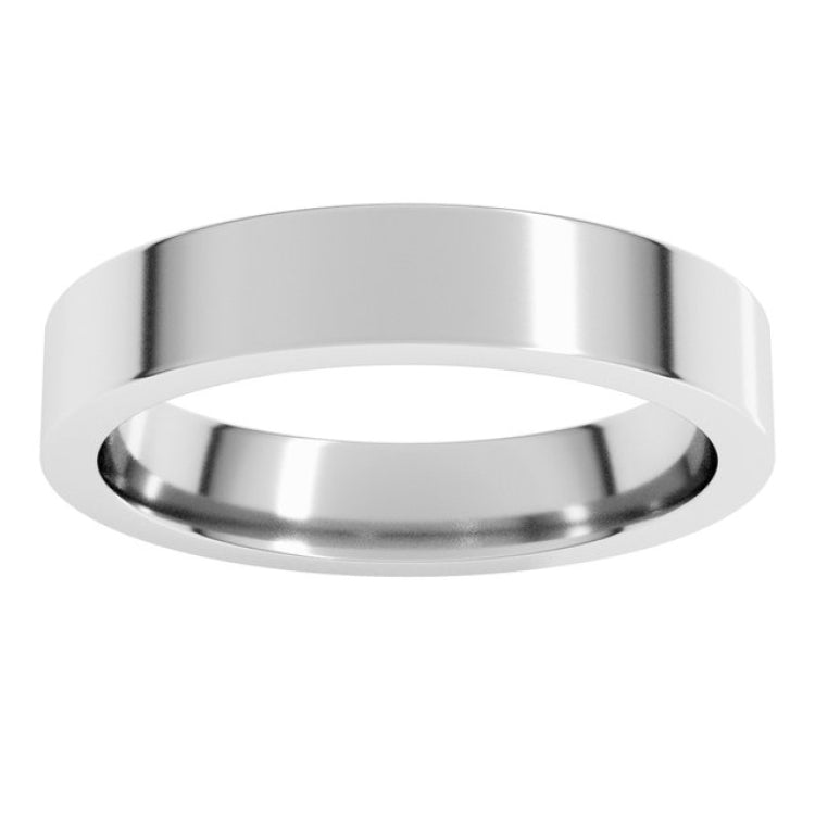 10K White Gold 4 mm Comfort-Fit Flat Band Size 9