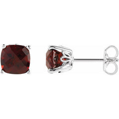 14K White Gold Natural Mozambique Garnet Scroll Setting® Earrings