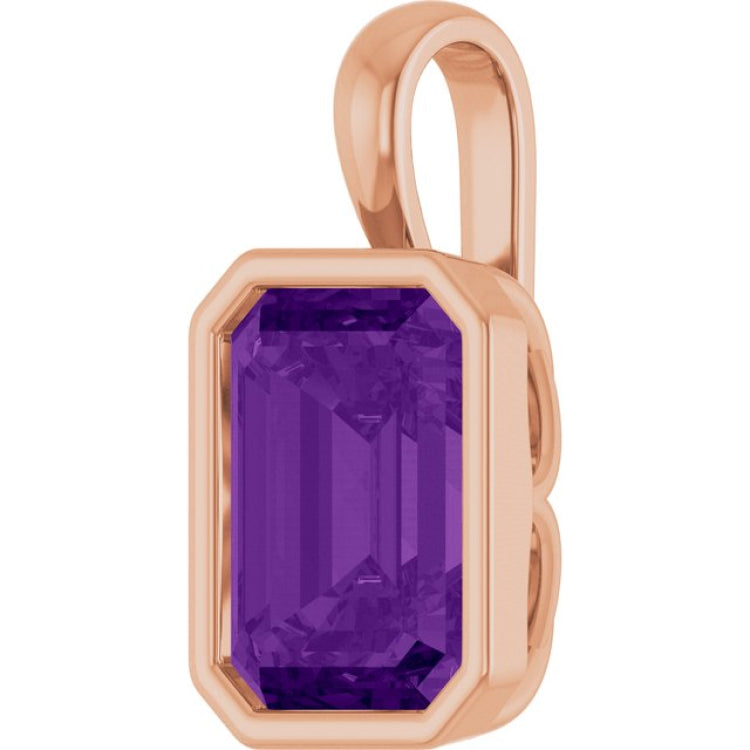 14K Rose Gold Natural Amethyst Pendant