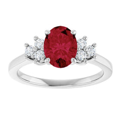 14K White Gold Lab-Grown Ruby & 1/6 CTW Lab-Grown Diamond Ring