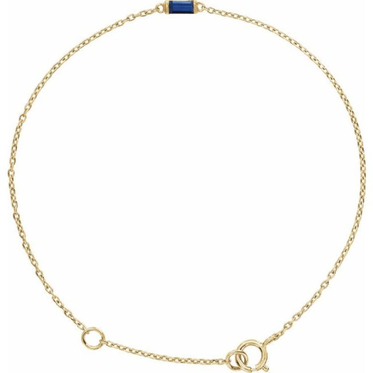 14K Yellow Gold Vermeil Lab-Grown Blue Sapphire 6 1/2-7 1/2" Bracelet