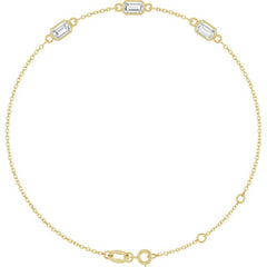 14K Yellow Gold 1 CTW Lab-Grown Diamond Bezel-Set 3-Stone 7 1/2" Bracelet