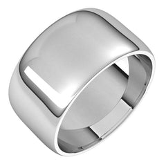 14K White Gold 10 mm Lightweight Half Round Band Size 9.5