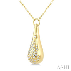 1/5 Ctw Round Cut Diamond Bold Aeris Gold Mosaic Drop Pendant With Chain in 14K Yellow Gold