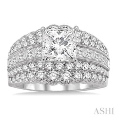 1 7/8 Ctw Diamond Semi-Mount Engagement Ring in 14K White Gold