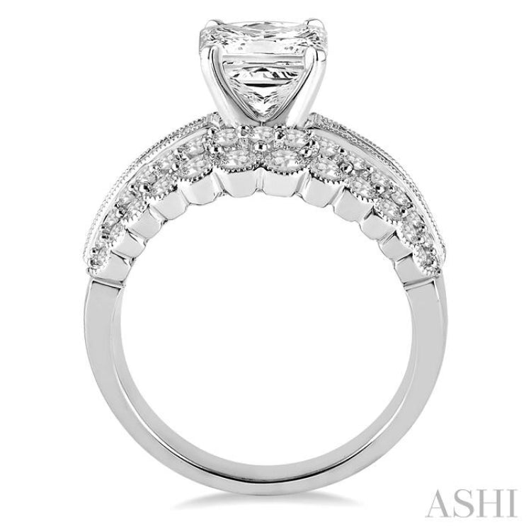 1 7/8 Ctw Diamond Semi-Mount Engagement Ring in 14K White Gold