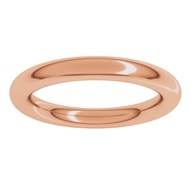 14K Rose Gold 3 mm Comfort-Fit Full Round Band Size 10