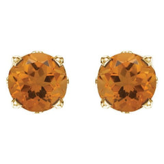 14K Yellow Gold Natural Citrine Scroll Setting® Stud Earrings