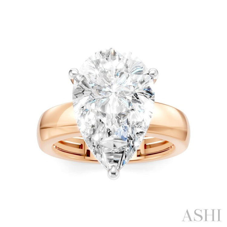 1/6 Ctw Pear Shape Round Cut Diamond Semi-Mount Engagement Ring in 14K Rose and White Gold