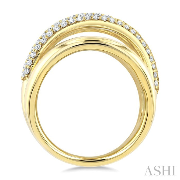 1/2 Ctw Round Cut Diamond Aeris Gold Criss Cross Fashion Ring in 14K Yellow Gold