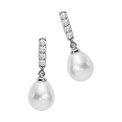 Silver White & Pearl 1 1/2Ctw Earring