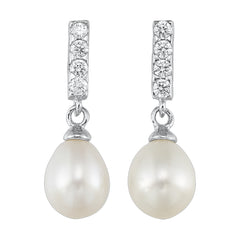 Silver White & Pearl 1 1/2Ctw Earring