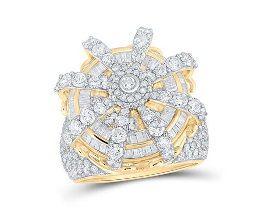 10K YELLOW GOLD BAGUETTE DIAMOND CROWN RING 6-1/2 CTTW