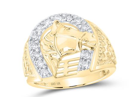 10K YELLOW GOLD ROUND DIAMOND HORSESHOE RING 1/2 CTTW