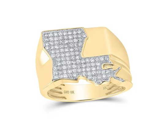 10K YELLOW GOLD ROUND DIAMOND LOUISIANA CLUSTER RING 1/2 CTTW