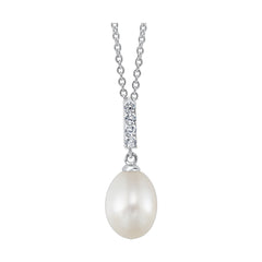 Silver White & Pearl 1 1/5Ctw Pendant