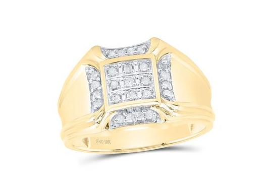 10K YELLOW GOLD ROUND DIAMOND CLUSTER RING 1/4 CTTW