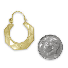 Bright finish New Orleans yellow gold hoops in 5 different sizes.